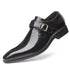 Italian Style Genuine Leather Men's Slip-On Dress Shoes with Buckle - Formal Footwear